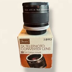 Vintage Sears Auto 3X Teleconverter Lens for Canon Mount Model 38193 Japan w Box